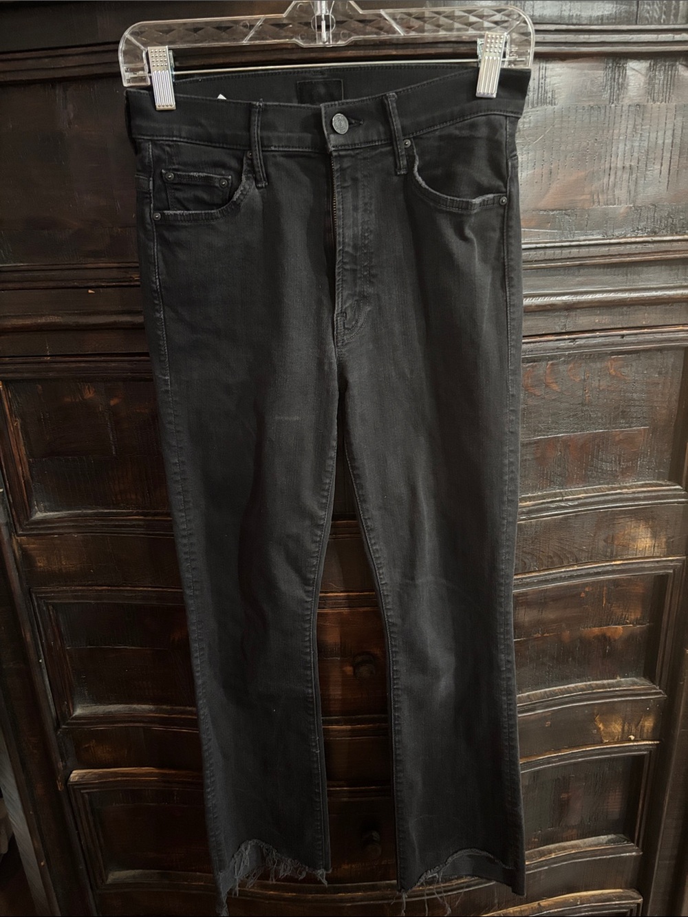 Mother The Insider Crop Step Fray Not Guilty Black size 27